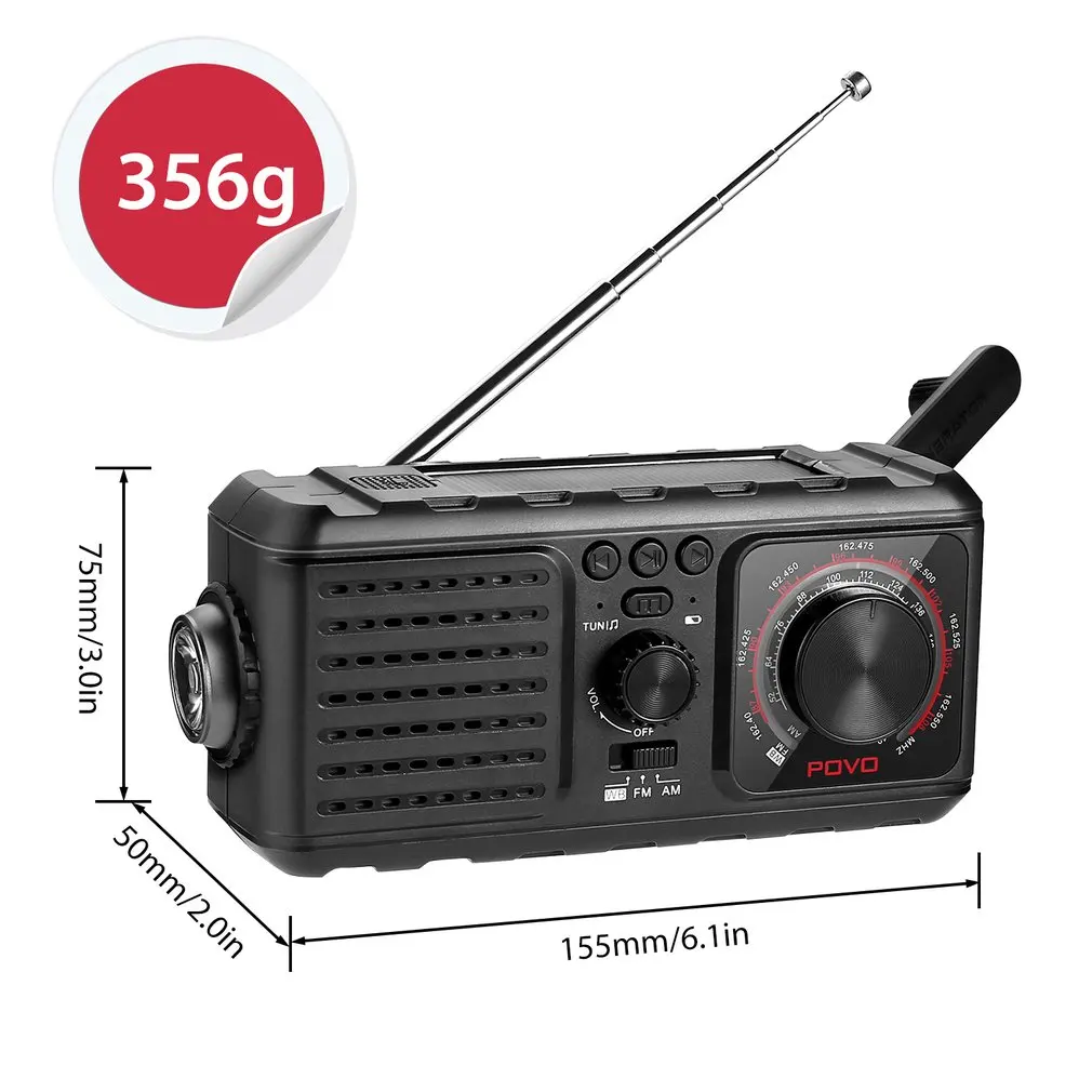 Solar Crank NOAA Weather Radio For Emergency with AM/FM Flashlight Reading Lamp And 2000mAh Power Bank
Solar Crank NOAA Weather Radio For Emergency with AM/FM Flashlight Reading Lamp And 2000mAh Power Bank