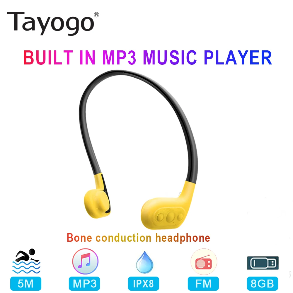 Tayogo W01 Underwater Bone Conduction Headphone Bulit in MP3 Player with FM Radio 8GB IPX8 Sports Earphone for Diving Runing
Tayogo W01 Underwater Bone Conduction Headphone Bulit in MP3 Player with FM Radio 8GB IPX8 Sports Earphone for Diving Runing