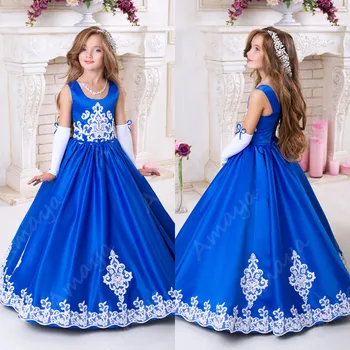 Amaya Satin Royal Blue Flower Girl Dresses for Wedding Lace Appliques Sleeveless Holy Communion Gowns Kids Prom Dress Vestidos
Amaya Satin Royal Blue Flower Girl Dresses for Wedding Lace Appliques Sleeveless Holy Communion Gowns Kids Prom Dress Vestidos