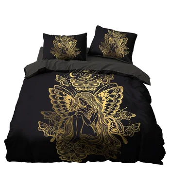 Black Golden Girl Wings Bedding Set Bedroom Decor 100% Microfiber Hypoallergenic Zipper Black 1PC Duvet Cover Pillowcases 
Black Golden Girl Wings Bedding Set Bedroom Decor 100% Microfiber Hypoallergenic Zipper Black 1PC Duvet Cover Pillowcases
