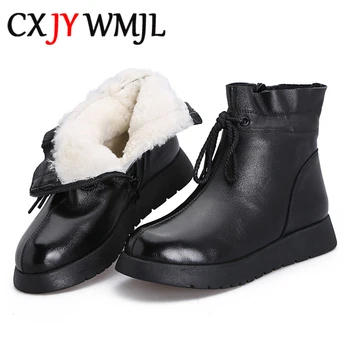 Genuine Leather Snow Boots For Women 100% Wool Warm Shoes Side Zipper Platform Ankle Boot Comfortable Thick Bottom Flat Booties
Genuine Leather Snow Boots For Women 100% Wool Warm Shoes Side Zipper Platform Ankle Boot Comfortable Thick Bottom Flat Booties
