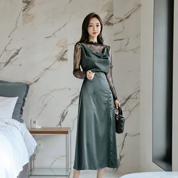 Plus Size Autumn Winter Evening Dinner Two Piece Set for Ladies Sexy Black Lace Blouse and Sleeveless Green Dress Women 2 Piece
Plus Size Autumn Winter Evening Dinner Two Piece Set for Ladies Sexy Black Lace Blouse and Sleeveless Green Dress Women 2 Piece