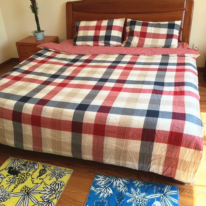 MUJI-style Washed Cotton Four-piece Set 1.5 M 1.8 M Bed Pure Cotton Bedding Plaid Single Double Sheet Set Sheet
MUJI-style Washed Cotton Four-piece Set 1.5 M 1.8 M Bed Pure Cotton Bedding Plaid Single Double Sheet Set Sheet