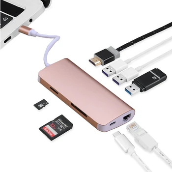 8in1 USB Type C 3.1 OTG HUB for Macbook Notebook Type C to 3 USB 3.0 / 4K HDMI TV Projector / RJ45 Ethernet / SD TF Card Reader
8in1 USB Type C 3.1 OTG HUB for Macbook Notebook Type C to 3 USB 3.0 / 4K HDMI TV Projector / RJ45 Ethernet / SD TF Card Reader