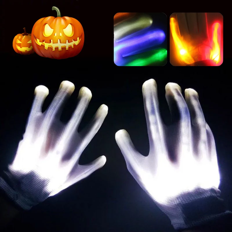 

1Pair LED Colorful Luminous Flashing Skeleton Gloves Halloween Party Cosplay Decorations Stage Costume Holiday Club Party Supply