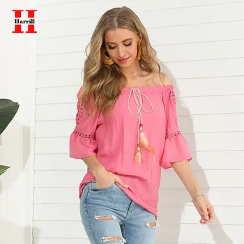 Womens Casual Blouse Hollow Out Half Sleeve Off The Shoulder Streetwear Loose Bow Bandage Pullover Tops Blouse Women Clothing
Womens Casual Blouse Hollow Out Half Sleeve Off The Shoulder Streetwear Loose Bow Bandage Pullover Tops Blouse Women Clothing