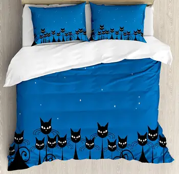Night Duvet Cover Set Graphic Crowd of Black Cats and Starry Sky on The Backdrop Decorative 3 Piece Bedding Set with 2 Pillow
Night Duvet Cover Set Graphic Crowd of Black Cats and Starry Sky on The Backdrop Decorative 3 Piece Bedding Set with 2 Pillow