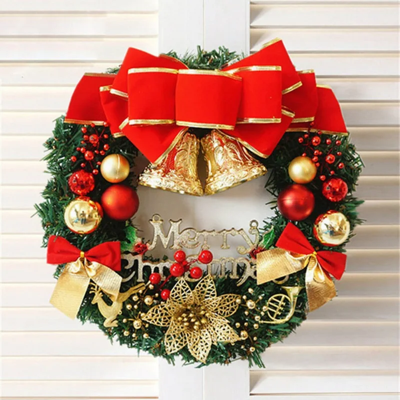 30/40cm Artificial Christmas Wreath With Large Bow Golden Bells Christmas Balls Ornaments Holiday Front Door Hanging Decorations
30/40cm Artificial Christmas Wreath With Large Bow Golden Bells Christmas Balls Ornaments Holiday Front Door Hanging Decorations