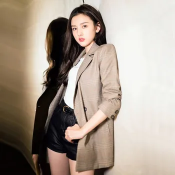 Notched Blazer Slim Lapel Outerwear Fashion Women High Street Long Sleeve Plaid Jacket Coat
Notched Blazer Slim Lapel Outerwear Fashion Women High Street Long Sleeve Plaid Jacket Coat