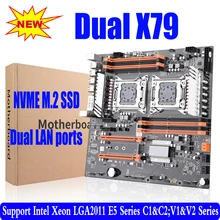 X79 dupla cpu placa-mãe lga 2011 E-ATX usb3.0 sata3 pci-e 3.0 com dupla xeon processador placa-mãe com slot m.2 dupla giga lan(China)