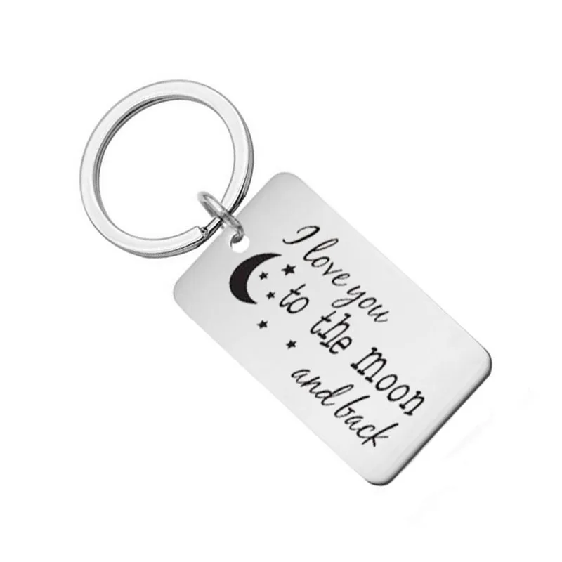 Фото JIOROMY Key Chain Ring Letters I love you to the moon and back For Men Women Sleutelhanger Stainless Steel Keychain Gift | Украшения и