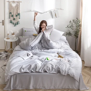 4Pcs/Set Embroidery Bedding Set Bed Set Leaves Modern Solid Tencel Bed Sheet Pillowcases Bed Sheet Duvet Cover Sets
4Pcs/Set Embroidery Bedding Set Bed Set Leaves Modern Solid Tencel Bed Sheet Pillowcases Bed Sheet Duvet Cover Sets