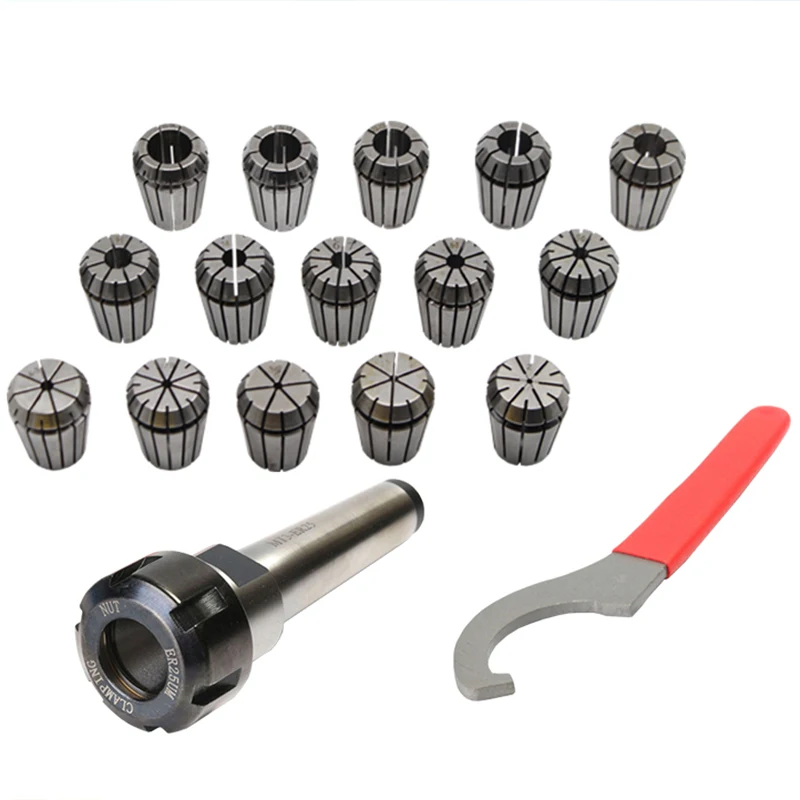 ER25 Spring Clamps 15PCS MT2 ER25 M12 1PCS ER25 Wrench 1PCS Collet Chuck Morse Holder Cone for CNC Milling Lathe Tool
ER25 Spring Clamps 15PCS MT2 ER25 M12 1PCS ER25 Wrench 1PCS Collet Chuck Morse Holder Cone for CNC Milling Lathe Tool