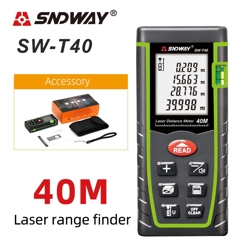 Laser range finder SNDWAY 40M 60M 80M 100M laser range finder equipment ruler test tool
Laser range finder SNDWAY 40M 60M 80M 100M laser range finder equipment ruler test tool