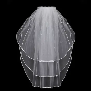3 Layers Women Bridal White Wedding Tulle Veil Ribbon Edge Faux Pearl Beaded Embellishment Center Cascade Marriage With Big Comb
3 Layers Women Bridal White Wedding Tulle Veil Ribbon Edge Faux Pearl Beaded Embellishment Center Cascade Marriage With Big Comb