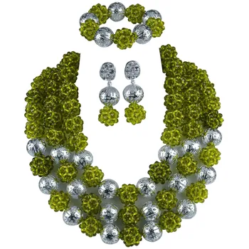Majalia Olive Green and Silver African Jewelry Set Nigerian Beads Wedding Jewelry Sets 3qq-22
Majalia Olive Green and Silver African Jewelry Set Nigerian Beads Wedding Jewelry Sets 3qq-22