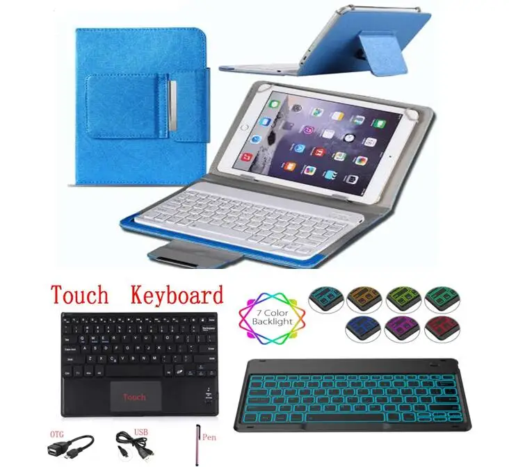 

case touchpad keyboard For Sony Xperia Z1 Z2 Z3 Z4 10.1" inch tablet Backlit bluetooth keyboard PU Leather stand cover + pen