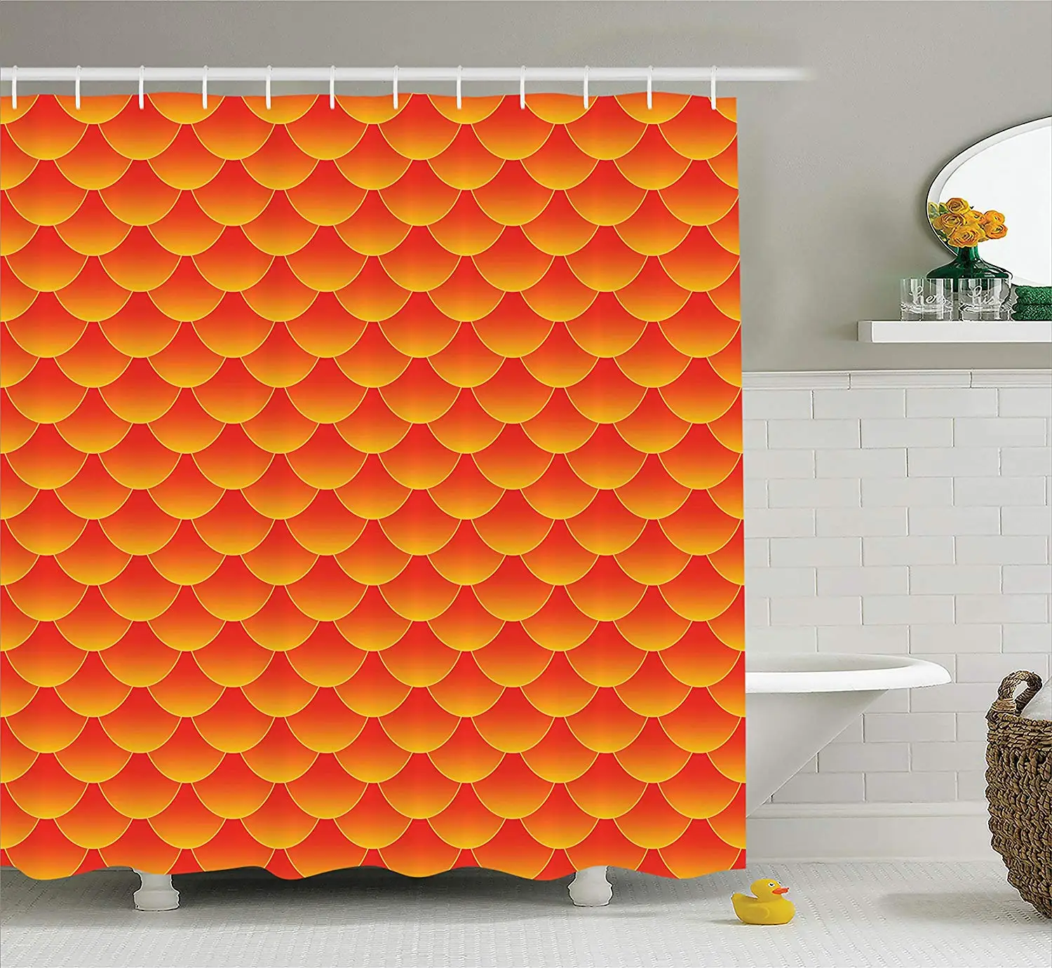 Burnt Orange Shower Curtain Goldfish Scales Forming Scallop Random Pattern Fortune Fun Abstract Art Decor Bathroom Accessories
Burnt Orange Shower Curtain Goldfish Scales Forming Scallop Random Pattern Fortune Fun Abstract Art Decor Bathroom Accessories