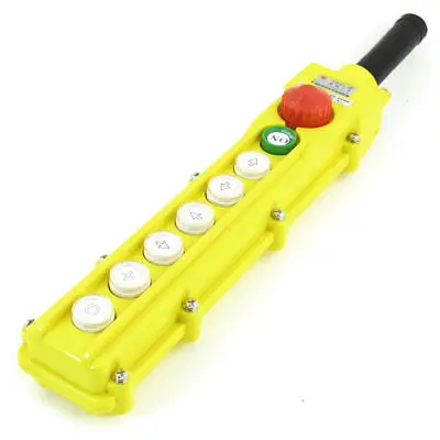 

5A/250V 2A/500V AC ABS Shell Rainproof 9 Button Hoist Pushbutton Switch Yellow
