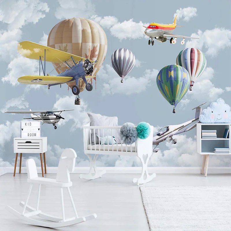 Photo Wallpaper 3D Hand-painted Cartoon Airplane Balloon Children's Room Murals Nordic Style Creative Wall Painting Home Decor
Photo Wallpaper 3D Hand-painted Cartoon Airplane Balloon Children's Room Murals Nordic Style Creative Wall Painting Home Decor