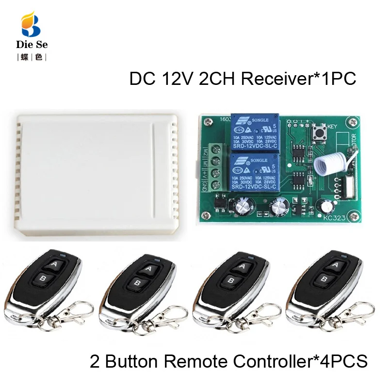 433MHz Remote Control Switch DC 12V 2CH Relay Receiver Module RF For Light Lamp Switch or Garage Door Opener 2 Button
433MHz Remote Control Switch DC 12V 2CH Relay Receiver Module RF For Light Lamp Switch or Garage Door Opener 2 Button