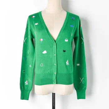 Spring New Embroidery Kintted Cardigan V-neck Long Sleeves Sweater with Sailing Clouds Umbrella Patterns Knit Sweater Women
Spring New Embroidery Kintted Cardigan V-neck Long Sleeves Sweater with Sailing Clouds Umbrella Patterns Knit Sweater Women