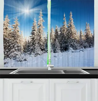 Cobalt Blue Multicolor Snow Mountain Kitchen Curtains Sunny Open Day Image at Forested Hills Winter Art Print for Kitchen Cafe
Cobalt Blue Multicolor Snow Mountain Kitchen Curtains Sunny Open Day Image at Forested Hills Winter Art Print for Kitchen Cafe