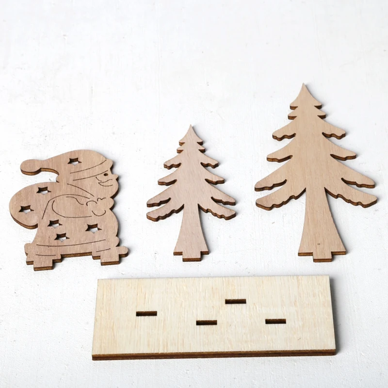 christmas diy wood ornaments crafts wooden splicing xmas tree