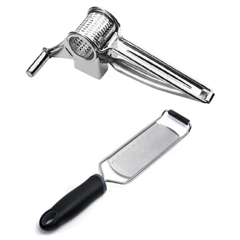 Cheese Grater Stainless Steel Cheese Grater Manual Rotating Cheese Grater Kitchen Tools, 2PCS
Cheese Grater Stainless Steel Cheese Grater Manual Rotating Cheese Grater Kitchen Tools, 2PCS