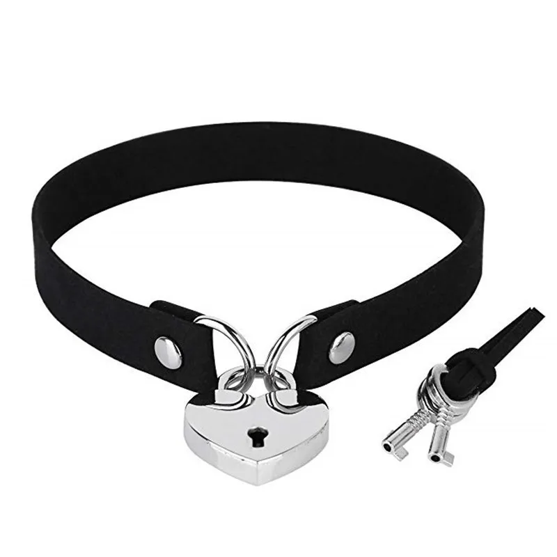 2023 Punk PU Leather Lock Key Heart Round Spike Rivet Collar Studded Choker Necklace Body Birthday Party Gift chocker Jewelry 13 2023 Punk PU Leather Lock Key Heart Round Spike Rivet Collar Studded Choker Necklace Body Birthday Party Gift chocker Jewelry 2