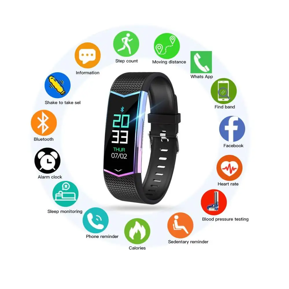 

LV08 Smart Band Gradient color Heart Rate Blood Pressure Monitor Waterproof Pedometer Bracelet Watch for Xiaomi Huawei Apple IOS