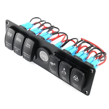 Universal 6 Gang Toggle Rocker Switch Panel Colorful LED Voltmeter Digital Display For RV Car Marine Boat Electrical Devices
Universal 6 Gang Toggle Rocker Switch Panel Colorful LED Voltmeter Digital Display For RV Car Marine Boat Electrical Devices