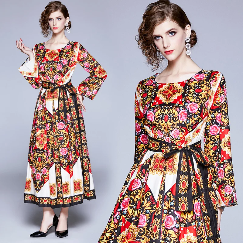 Banulin Spring Autumn Maxi Dresses Women's Long Sleeve Elegant Belt High Split Loose Printed Holiday Party Vintage Long Dress
Banulin Spring Autumn Maxi Dresses Women's Long Sleeve Elegant Belt High Split Loose Printed Holiday Party Vintage Long Dress