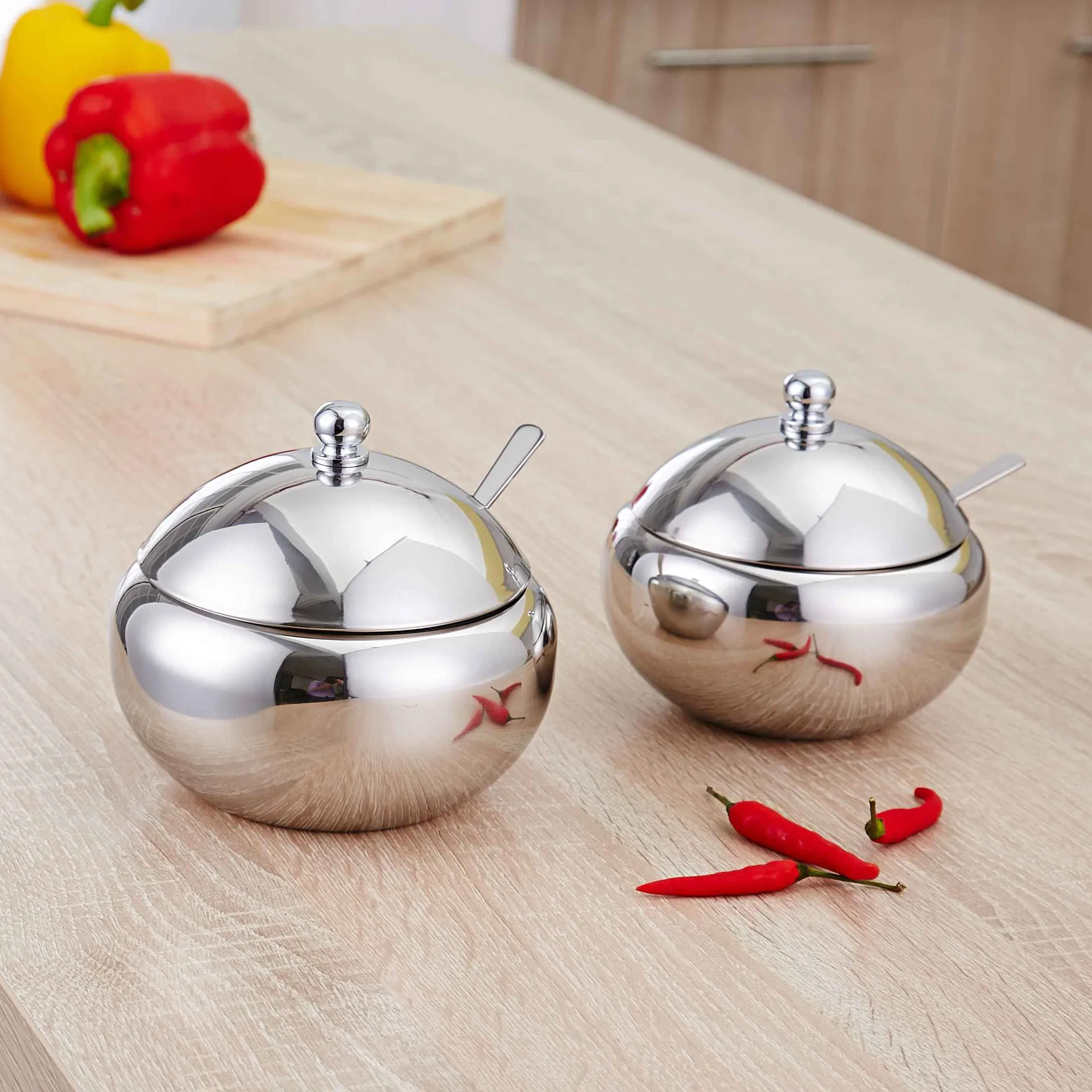 2pcs/set 304 Stainless Steel Seasoning Jar Medium+large 500ML+740ML Creative Round Seasoning Box with Spoon Herb & Spice Tools
2pcs/set 304 Stainless Steel Seasoning Jar Medium+large 500ML+740ML Creative Round Seasoning Box with Spoon Herb & Spice Tools