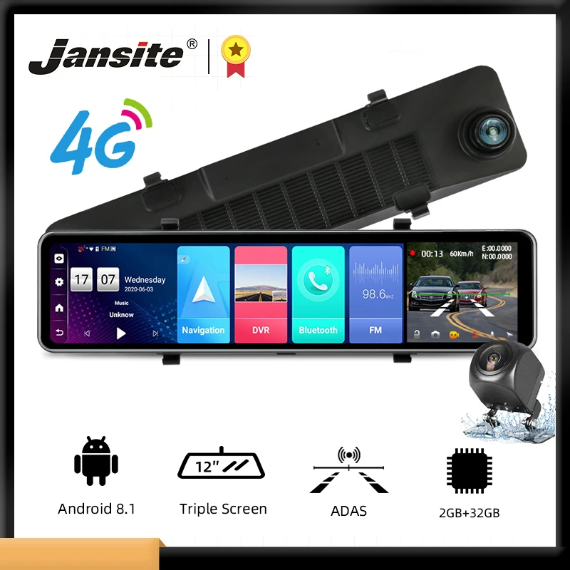 Jansite 12" 4G Car DVR Touch Triple Square Screen Rear View Camera Android8.1 dual 2G+32G dash cam Rearview mirror Backup camera
Jansite 12" 4G Car DVR Touch Triple Square Screen Rear View Camera Android8.1 dual 2G+32G dash cam Rearview mirror Backup camera