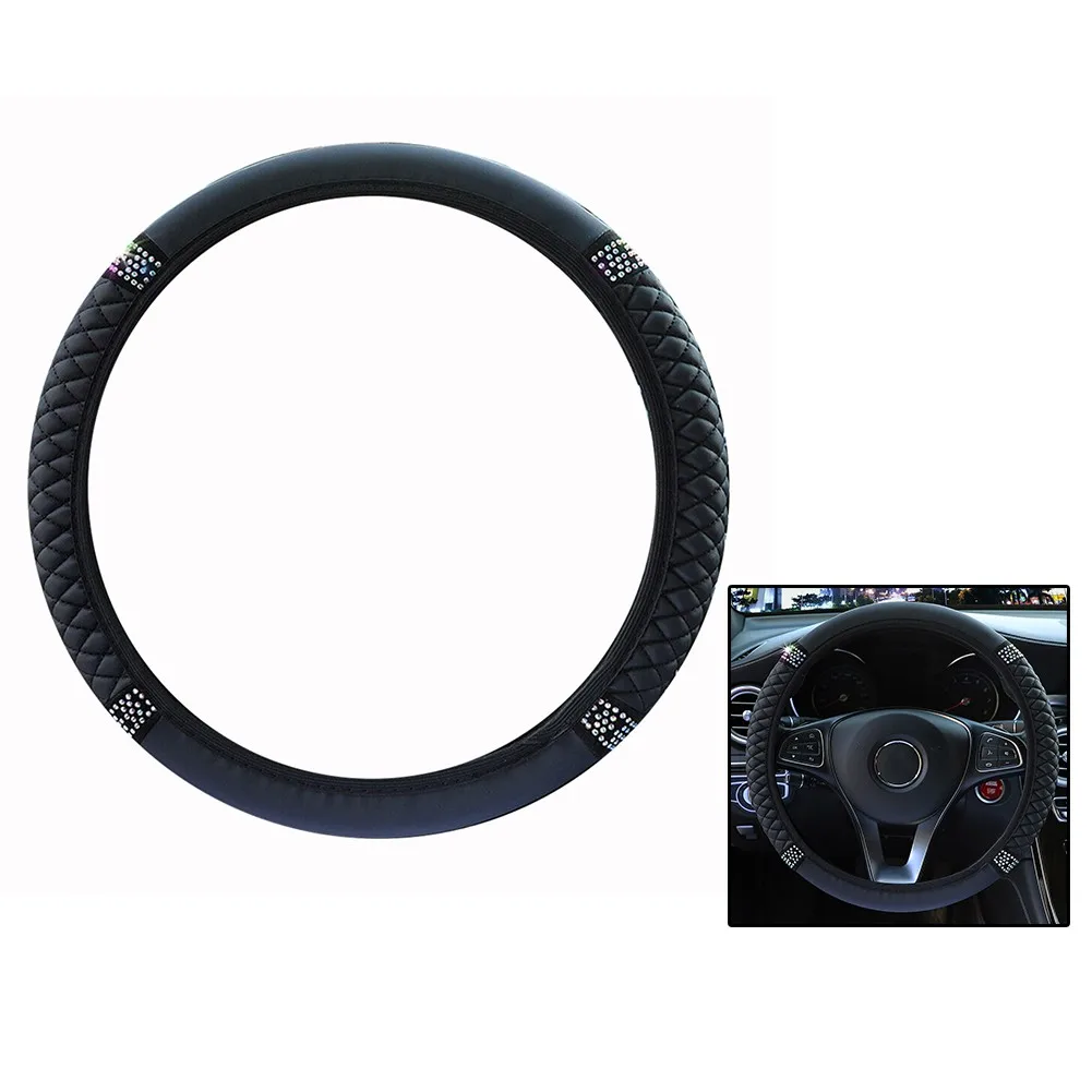 1x Universal 15''/38cm Car SUV PU Leather Diamond Steering Wheel Cover Black Auto Interior Accessories Waterproof UV-Resistant
1x Universal 15''/38cm Car SUV PU Leather Diamond Steering Wheel Cover Black Auto Interior Accessories Waterproof UV-Resistant