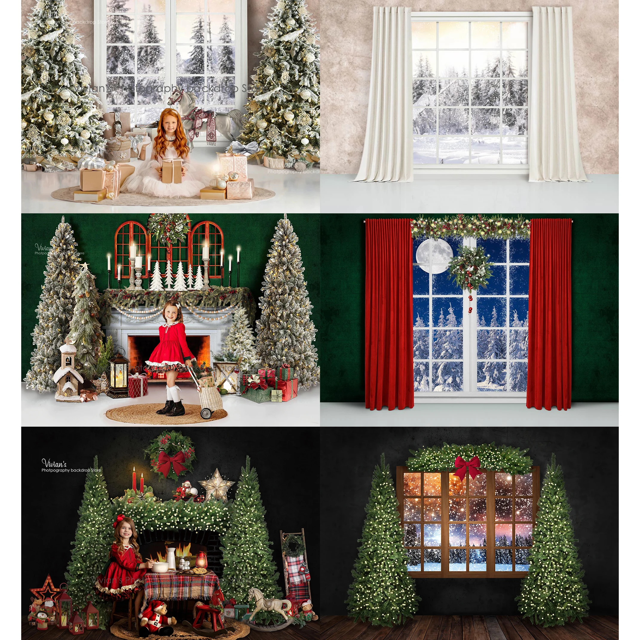 

Christmas House Backdrop Kids Photography Family Portrait Child Adult Photocall Trees Snowflake Snowy Fireplace Baby Photostudio