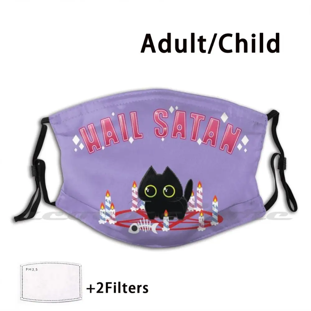 

Satanic Kitten ( Hail Satan ) Mask Cloth Washable DIY Filter Pm2.5 Adult Kids Kitten Cute Satan Satanic Pastel Goth Cat Black
