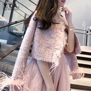 Women Elegant Tweed Jacket Single breasted Feather Coats Office Patchwork Long Sleeve Fashionable Jackets Female Pink Short Coat
Women Elegant Tweed Jacket Single breasted Feather Coats Office Patchwork Long Sleeve Fashionable Jackets Female Pink Short Coat
