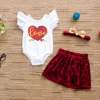 2020 Spring Baby Girl Short sleeve love heart Print white Romper + Dress + Headband 3PC Clothes set
2020 Spring Baby Girl Short sleeve love heart Print white Romper + Dress + Headband 3PC Clothes set