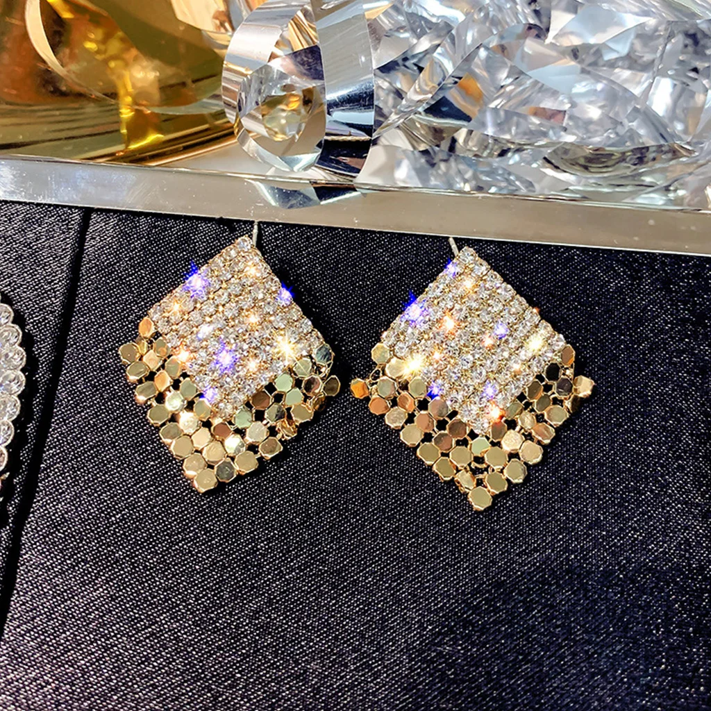 Simple Rhinestone Earrings Women Fashion Gold Square Wild Earring Charming Elegant Lady Jewelry H8WF
Simple Rhinestone Earrings Women Fashion Gold Square Wild Earring Charming Elegant Lady Jewelry H8WF