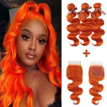 Rebecca Orange Bundles With Closure Brazilian Body Wave Human Hair Orange 3 Bundles With Closure Remy 
Rebecca Orange Bundles With Closure Brazilian Body Wave Human Hair Orange 3 Bundles With Closure Remy