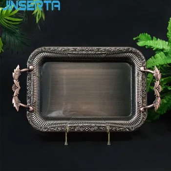 JINSERTA Antique Metal Serving Tray Jewelry Display Plate Retro Dessert Fruit Cake Plate with Handle for Home Restaurant Decor 
JINSERTA Antique Metal Serving Tray Jewelry Display Plate Retro Dessert Fruit Cake Plate with Handle for Home Restaurant Decor