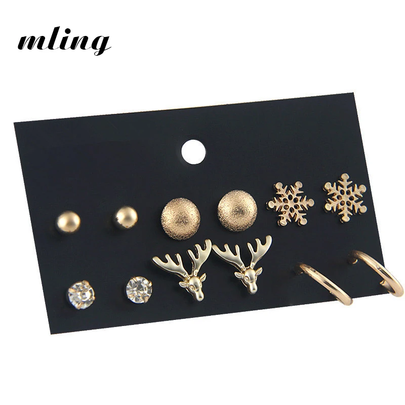 6 Pieces / Set Snowflake Stud Earrings Female Gold Alloy Snowflake Elk Set Combination Earrings Trinkets
6 Pieces / Set Snowflake Stud Earrings Female Gold Alloy Snowflake Elk Set Combination Earrings Trinkets