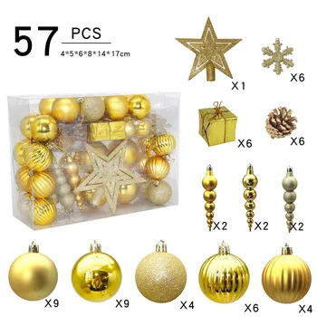 57 Pcs Christmas Tree Assorted Decorations, Golden Star Balls Gifts Snowflakes Ornaments for Festival, Holiday and Party
57 Pcs Christmas Tree Assorted Decorations, Golden Star Balls Gifts Snowflakes Ornaments for Festival, Holiday and Party