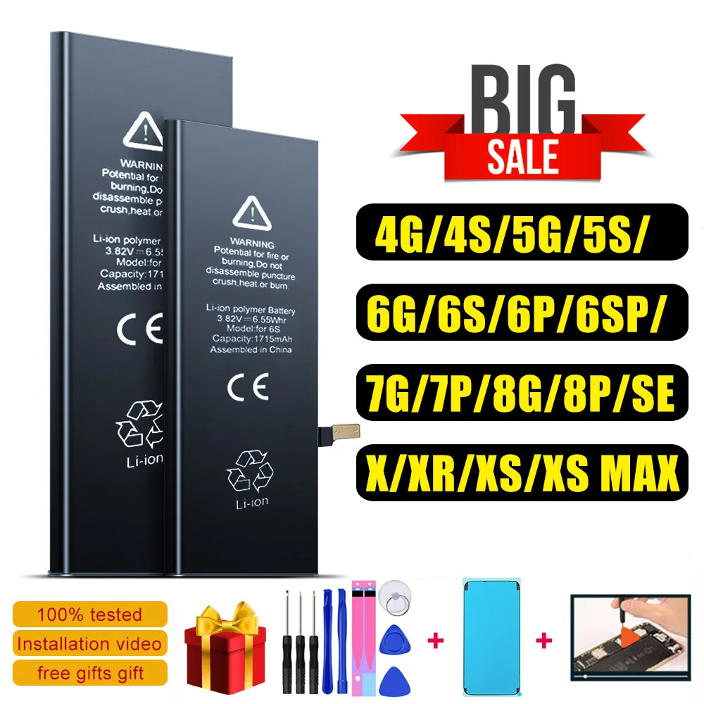 New AAAAA zero-cycle high-quality battery for iPhone 6S 6 5S 5 7Plus 8Plus SE XR 6Plus mobile phone battery for Apple
New AAAAA zero-cycle high-quality battery for iPhone 6S 6 5S 5 7Plus 8Plus SE XR 6Plus mobile phone battery for Apple