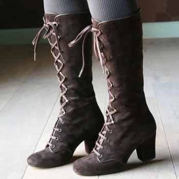 MCCKLE New Women's Mid Calf Boots Shoes Woman Cross Lace Up Female Suede High Heels Ladies Thick Heels Retro Shoes Plus Size 
MCCKLE New Women's Mid Calf Boots Shoes Woman Cross Lace Up Female Suede High Heels Ladies Thick Heels Retro Shoes Plus Size