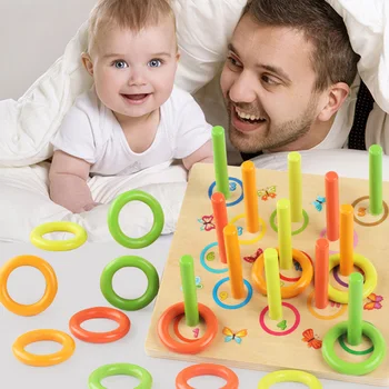 Children Wooden Throwing Ferrule Toys Throwing Game Ring Hoop Interactive Gift Sorting, Nesting & Stacking toys
Children Wooden Throwing Ferrule Toys Throwing Game Ring Hoop Interactive Gift Sorting, Nesting & Stacking toys