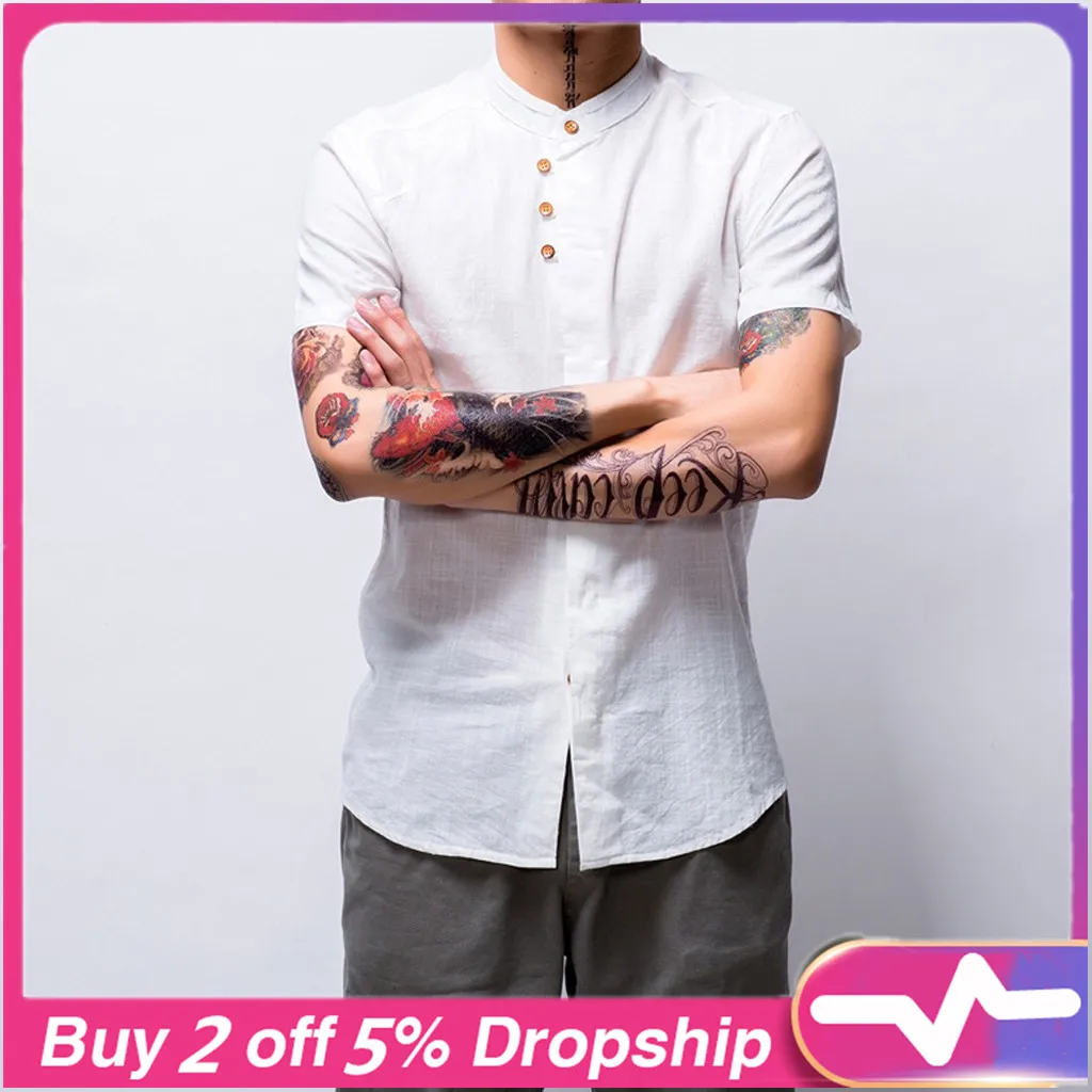 Original shirts men dress Men's Causal Shirt Short Sleeve Top Button Linen Solid Color Loose Blouse Dropshipping 30 
Original shirts men dress Men's Causal Shirt Short Sleeve Top Button Linen Solid Color Loose Blouse Dropshipping 30