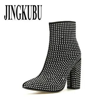 JINGKUBU New Fashion Sexy Rivet Night Club Party Shoes Woman High Heels Zipper Short Autumn Winter Ladies Shoes Boots size 35-42
JINGKUBU New Fashion Sexy Rivet Night Club Party Shoes Woman High Heels Zipper Short Autumn Winter Ladies Shoes Boots size 35-42